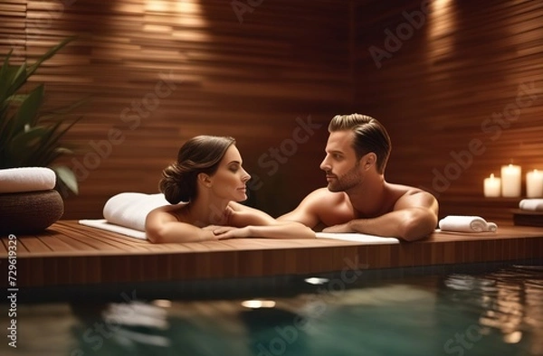 Obraz Couple relaxing in spa
