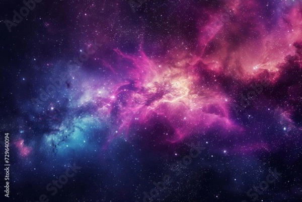 Obraz Vivid cosmic nebula with stardust. starry sky in outer space. galactic astronomy exploration. cosmic wallpaper