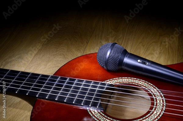 Obraz Microphone on guitar