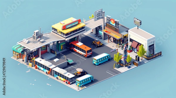 Obraz Isometric Bus Station Tileset