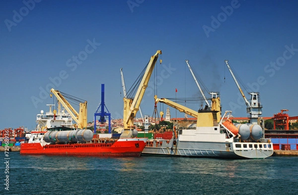 Fototapeta Cargo container ship in istanbul