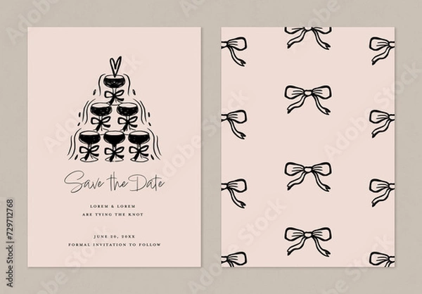 Obraz Save the Date Invitation with Champagne Glass