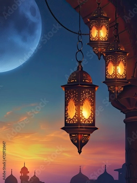 Fototapeta Ramadan Poster design background, realistic, HD, copy space - generative ai