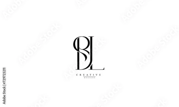 Obraz  Alphabet letters Initials Monogram logo BL LB B L