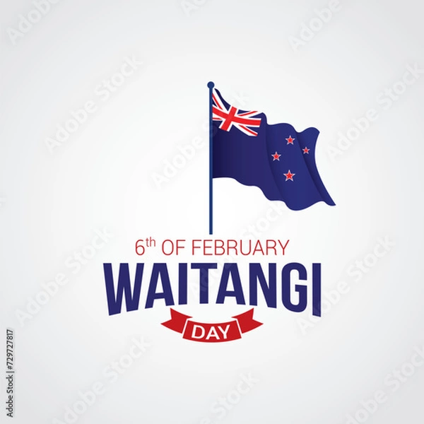 Obraz New Zealand Waitangi Day Vector Illustration. Waitangi Day serves as a reminder of the complex history and ongoing challenges of building a truly inclusive and equitable society in New Zealand.