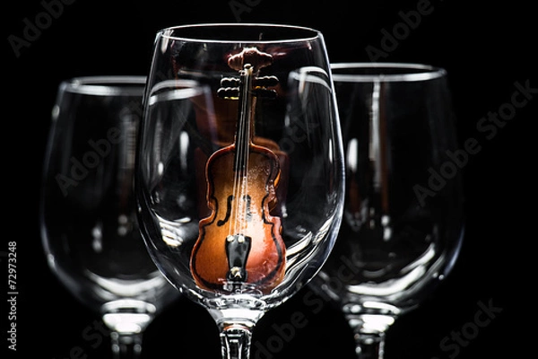 Obraz Violin in wine glass