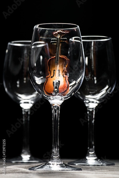 Obraz Violin in wine glass