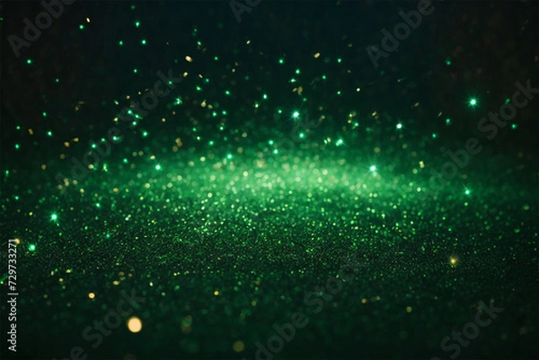 Obraz Black background with green sparkles in the wind