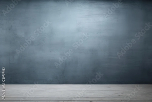 Fototapeta An empty slate blue grey room background with a white floor. (Generative AI)