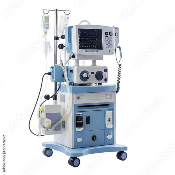 Obraz Anesthesia machine, transparent background, isolated image, generative AI