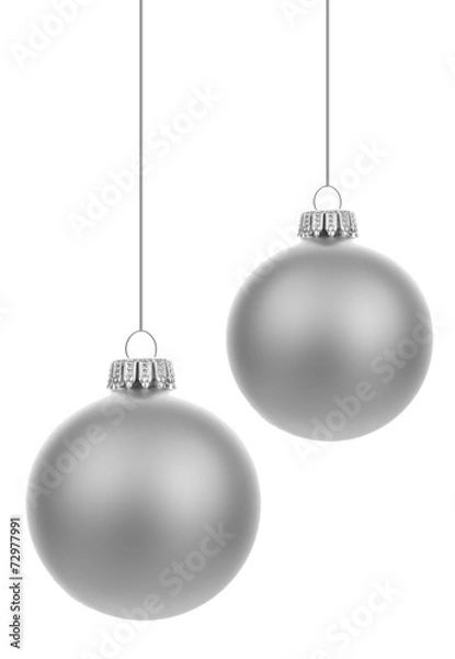 Fototapeta Silberne Weihnachtskugeln