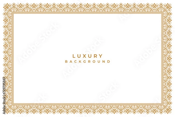 Fototapeta luxury golden orante page certificate border seamless pattern or wedding invitation background banner