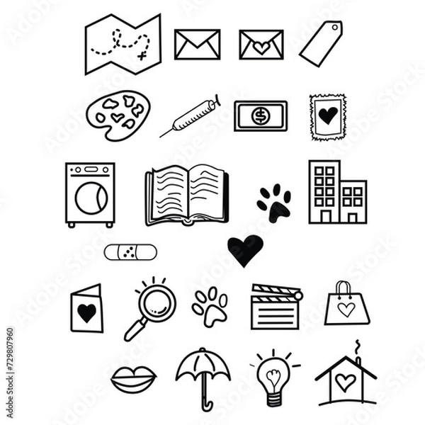 Fototapeta Icons Doodle