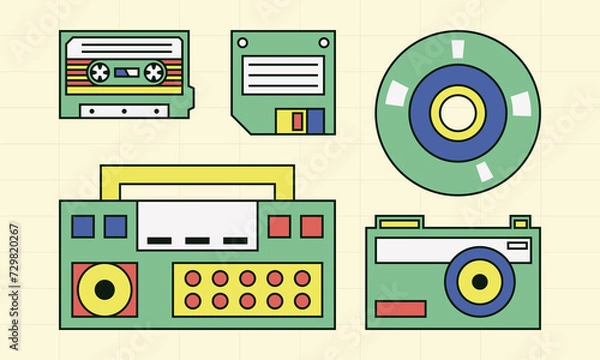Fototapeta Free vector hand drawn retro computer windows element