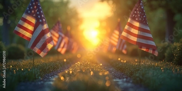 Fototapeta Fourth of July Sunset A Celebration of American Pride Generative AI