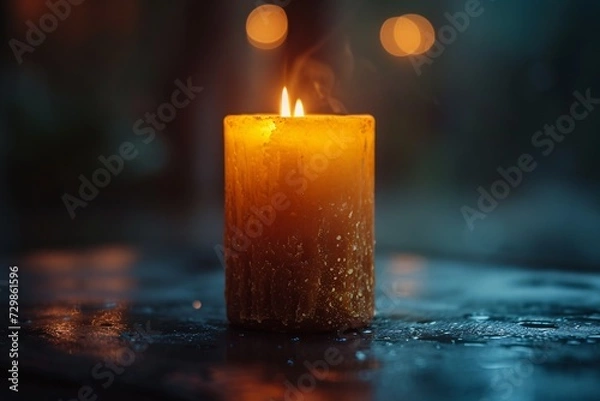 Fototapeta Glowing Candle in the Dark A Celebration of Self-Care and Mindfulness Generative AI