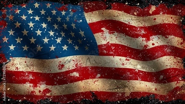 Fototapeta Faded Flag of Freedom A Rusty Reminder of American Pride Generative AI