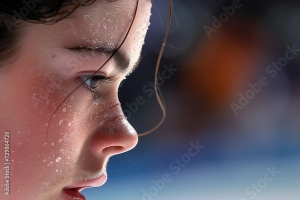 Obraz skaters face with visible perspiration, midperformance