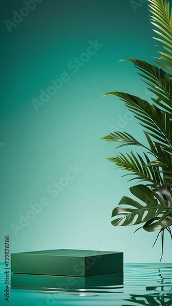 Fototapeta podium-studio-close-up-product-display-mock-up-ensconced-within-a-surreal-beautiful-nature