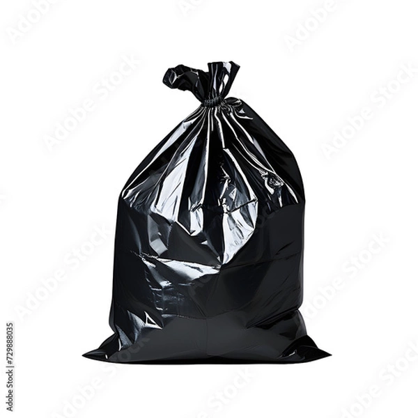 Fototapeta Black garbage bag isolated on transparent background,Generative AI