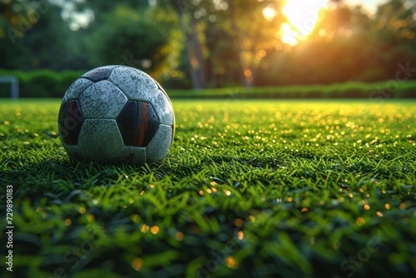 Fototapeta Soccer Ball on the Grass A Catchy and Optimized Adobe Stock Title for a Monthly Event Generative AI