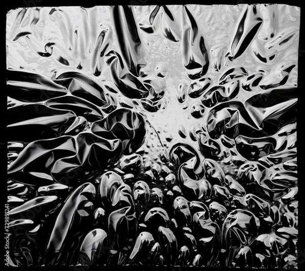 Fototapeta A Piece Of Square Plastic On A Black Background