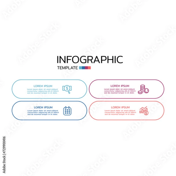 Fototapeta Thin line infographic. Vector Infographic design template with icons and 4 options or steps. Can be used for process diagram, presentations, workflow layout, banner, flow chart, info graph.