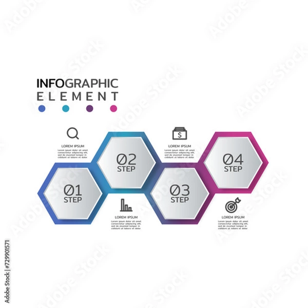 Fototapeta Vector Infographic label design with icons and 4 options or steps. Infographics for business concept. Can be used for presentations banner, workflow layout, process diagram, flow chart, info graph