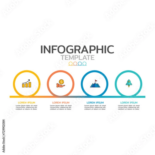 Fototapeta Vector Infographic label design with icons and 4 options or steps. Infographics for business concept. Can be used for presentations banner, workflow layout, process diagram, flow chart, info graph
