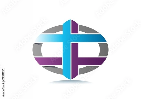 Obraz cross religious leaf life logo Vector