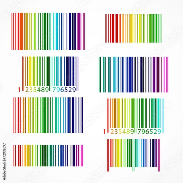 Obraz Rainbow colored barcode. Vector illustration.