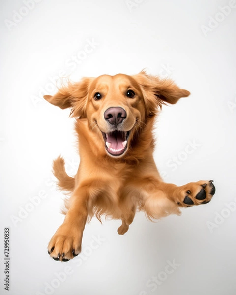 Obraz golden retriever dog playful jumping adorable cute
