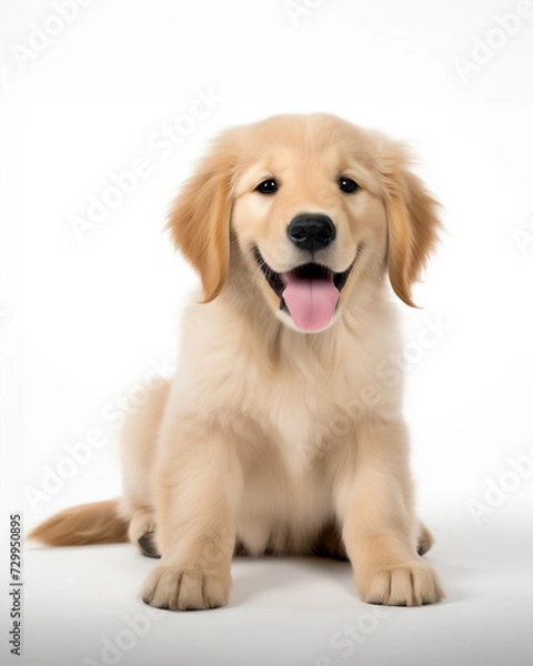 Fototapeta golden retriever puppy smiling adorable sitting portrait2