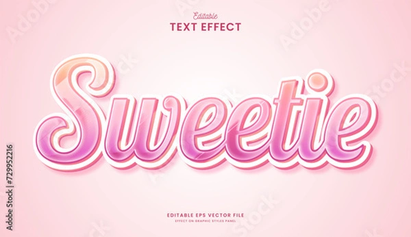 Obraz decorative editable cute pink sweetie text effect vector design