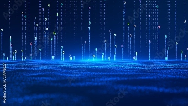 Fototapeta A Visualization of Abstract Data Flow.Digital Rainfall in Cyberspace. abstract digital background.