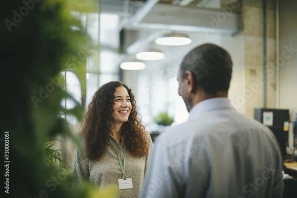 Fototapeta Colleagues Sharing a Laugh in Modern Office Environment: A Connection Beyond Work