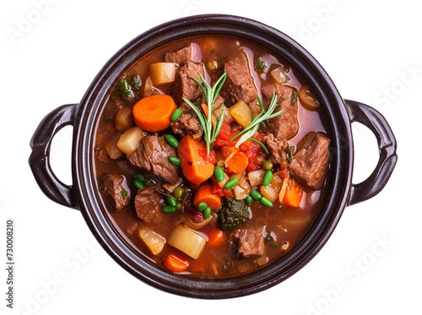 Fototapeta stew in a pot, isolated, PNG. Generative Ai.