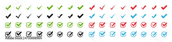 Fototapeta Check mark icons . Black and green check mark vector icons. Vector illustration.  Approved icon. 