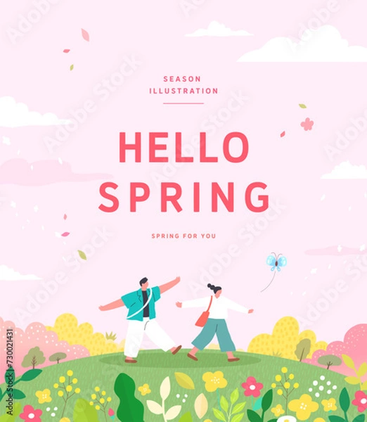 Obraz Spring template with beautiful flower. Vector illustration
