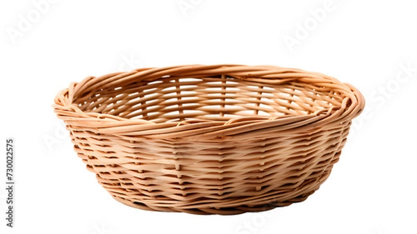 Fototapeta Empty wicker basket isolated, transparent PNG background