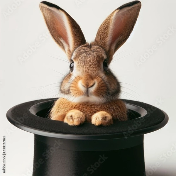 Fototapeta rabbit in a hat  magic focus show

