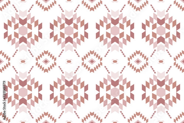 Obraz pink love geometric  valentine  Aztec style. Aztec geo pattern. Mosaic on the tile. African Moroccan pattern. Ethnic pink valentine Tribal vector ornament. Native design for fabric print. seamless