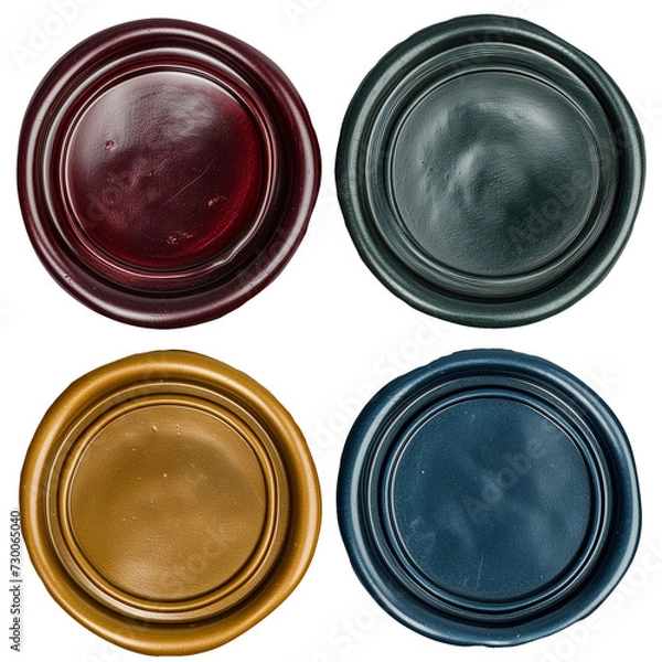 Fototapeta Set of wax seal stamp for envelope or card, wedding invitation, honey moon, bridal shower, bachelorette, Christmas palette, luxurious invite, solid premium colors