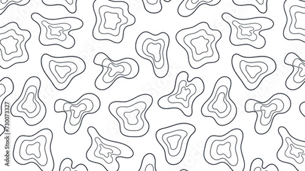 Fototapeta Abstract black blotch shape pattern isolated on white background. Abstract topographic contours pattern. Modern pattern vector illustration