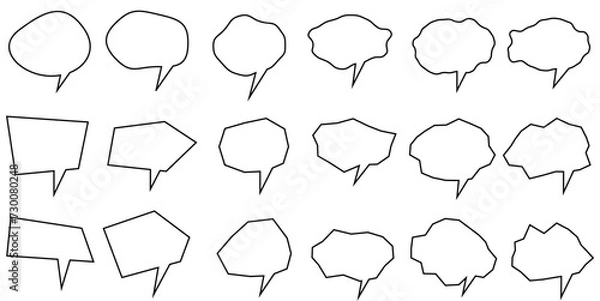 Fototapeta Set of bubble chat. Speech bubble, comic dialogue, line art. Speech bubble template collection. Vector illustration