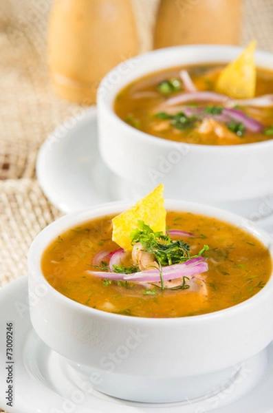 Obraz Delicious encebollado fish stew from Ecuador