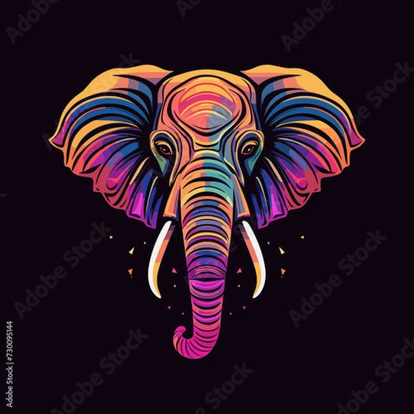 Fototapeta Elephant logo with gradient created using vector line art.