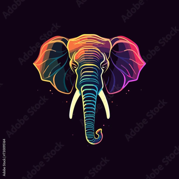 Fototapeta Elephant logo with gradient created using vector line art.