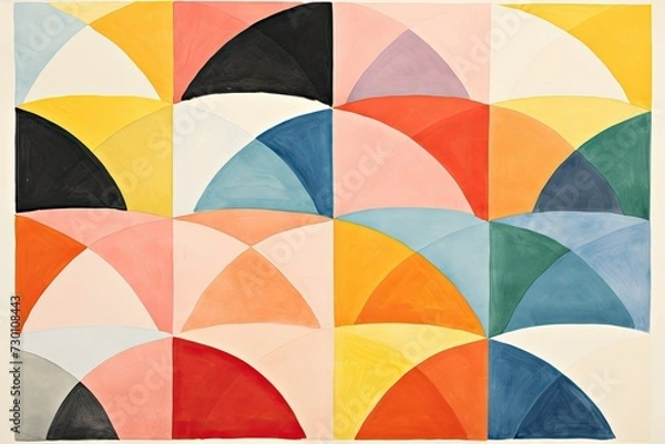 Fototapeta Abstract Multicolor Geometric Shape Watercolor Painting Background. Minimal Illustration Pattern with Grunge Texture for Wall Art, Digital Prints, Modern Posters, and Wallpaper Decoration