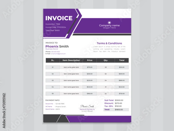 Obraz Professional Creative INVOICE Design Template